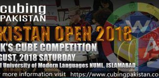 Cubing: WCA Announces “Cubing Pakistan Open 2018” Cubing